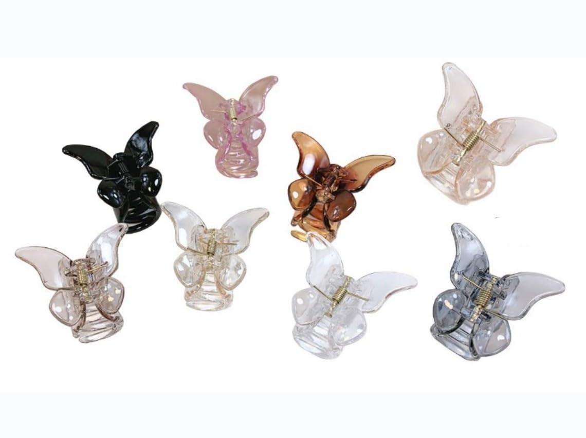 6 Pcs Clear Mini Butterfly Hair Clips Claw 1 Count (Pack of 6),