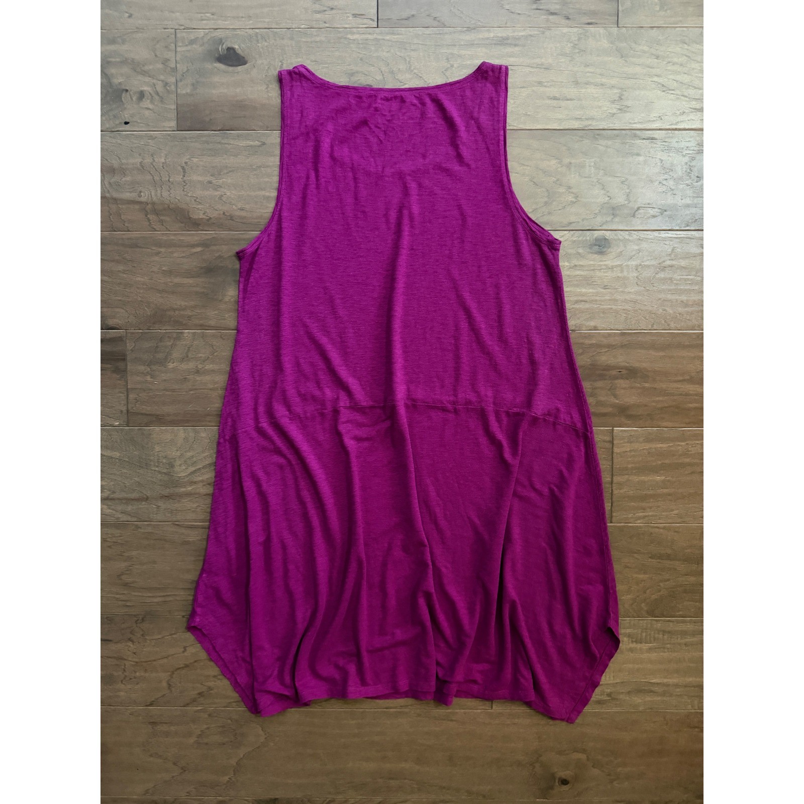 Eileen Fisher Magenta Hemp Organic Cotton Slub Sleeveless Dress XL Womens