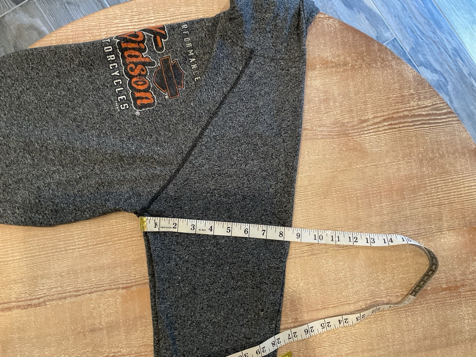 Harley Davidson Hooded Shirt L Gray Long Sleeve Pullover Hoodie Stretch Kansas