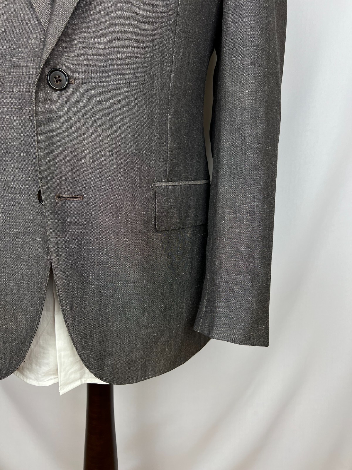 CORNELIANI First Line Solid Brown-Gray LinenWool Modern Sport Coat 38US48IT