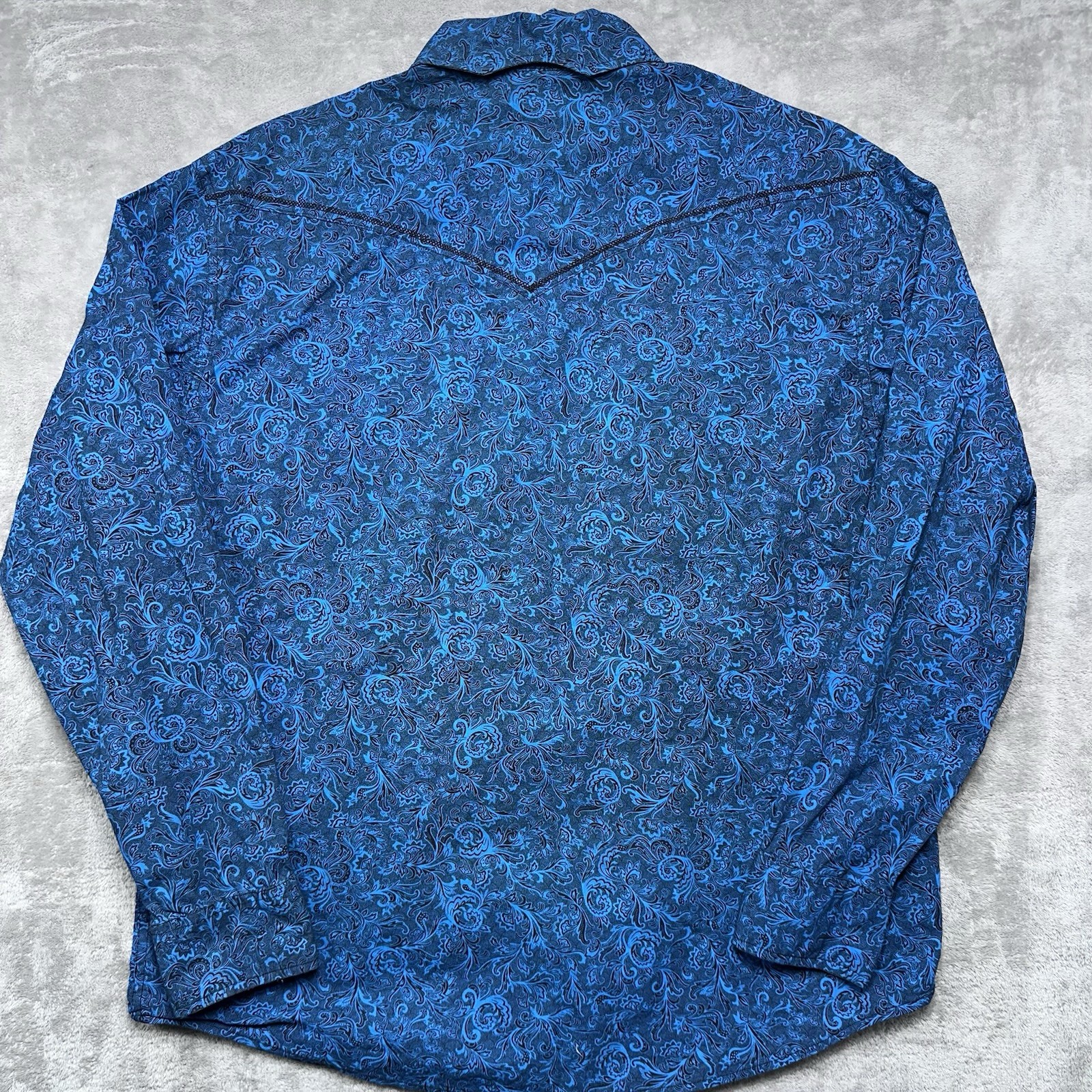 Moon Shine Spirit Satanta Paisley Western Snap Shirt Teal Blue/Black Size Large