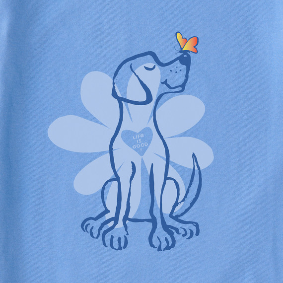 NWT Women’s Life is Good Spring Daisy Dog Blue Sleeveless High-Low Crusher Tank