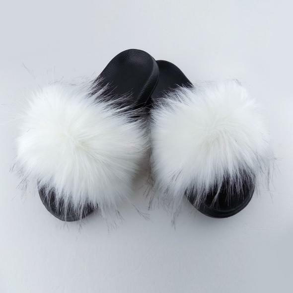 Faux Fur Slides Fuzzy Fluffy Slippers Flat Soft Sandals Open Toe – US Seller