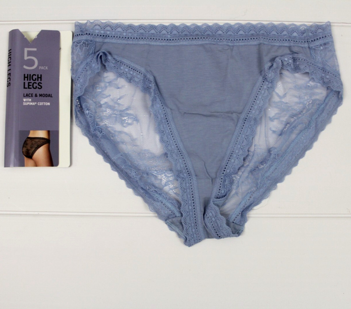 ex M & S Ladies 5 Pack Lace & Modal Supima Cotton High Legs Briefs Sizes 8 to 20