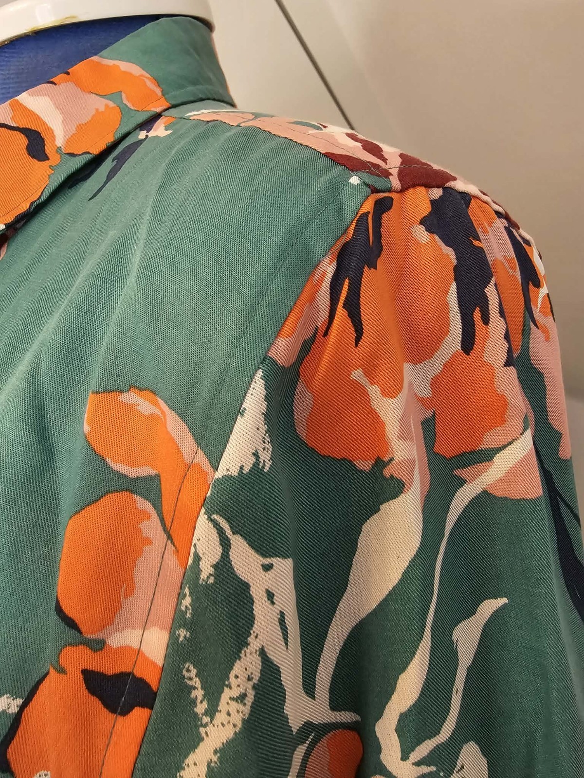 GANT jade green floral peony print shirt dress 14