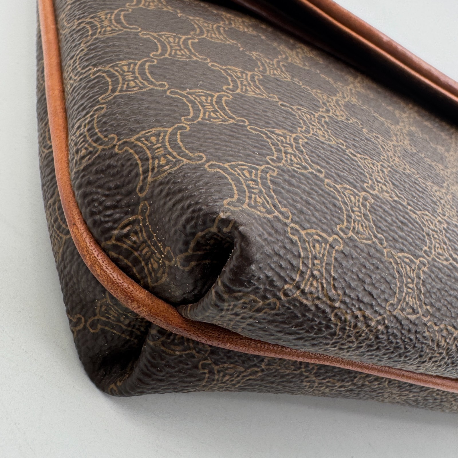 Vintage CELINE Macadam Flap clutch Bag Purse Pouch Brown