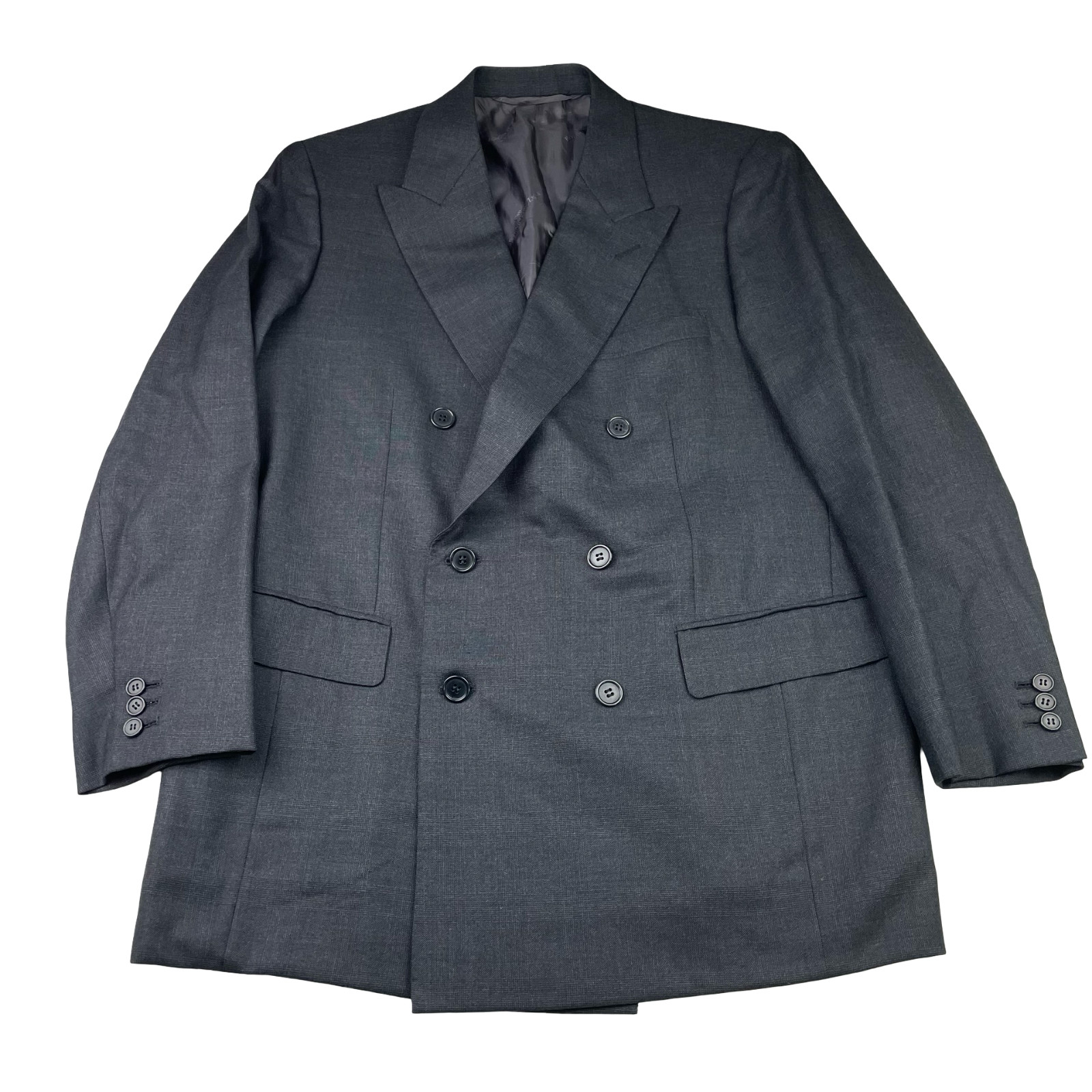 Ermenegildo Zegna Men’s Bespoke Double Breasted Suit Gray Plaid • 42S | 38×30