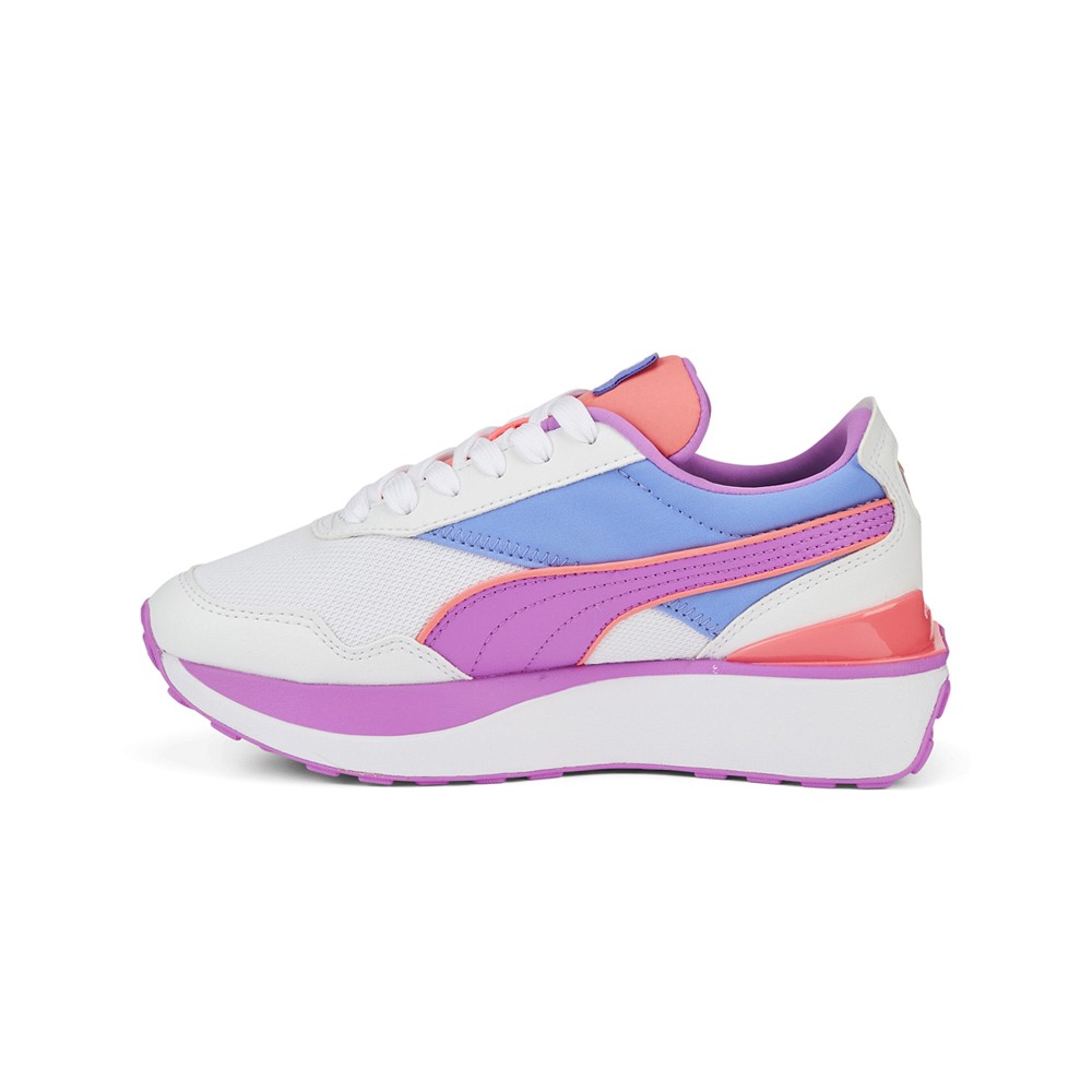PUMA Cruise Rider Glitzy Glitter Sequins Lace Up Youth Girls Purple, White Snea