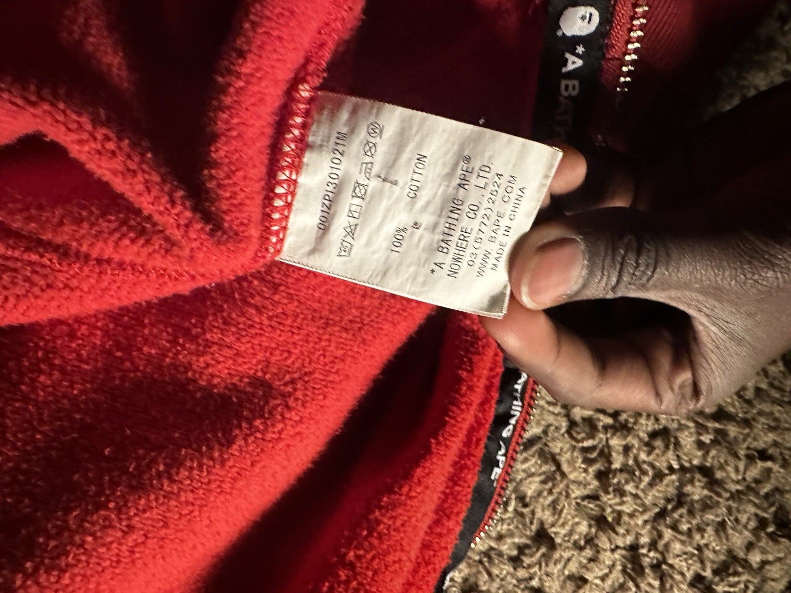 A Bathing Ape BAPE Red Camo Full Zip Hoodie Tigger Embroidered Logo M
