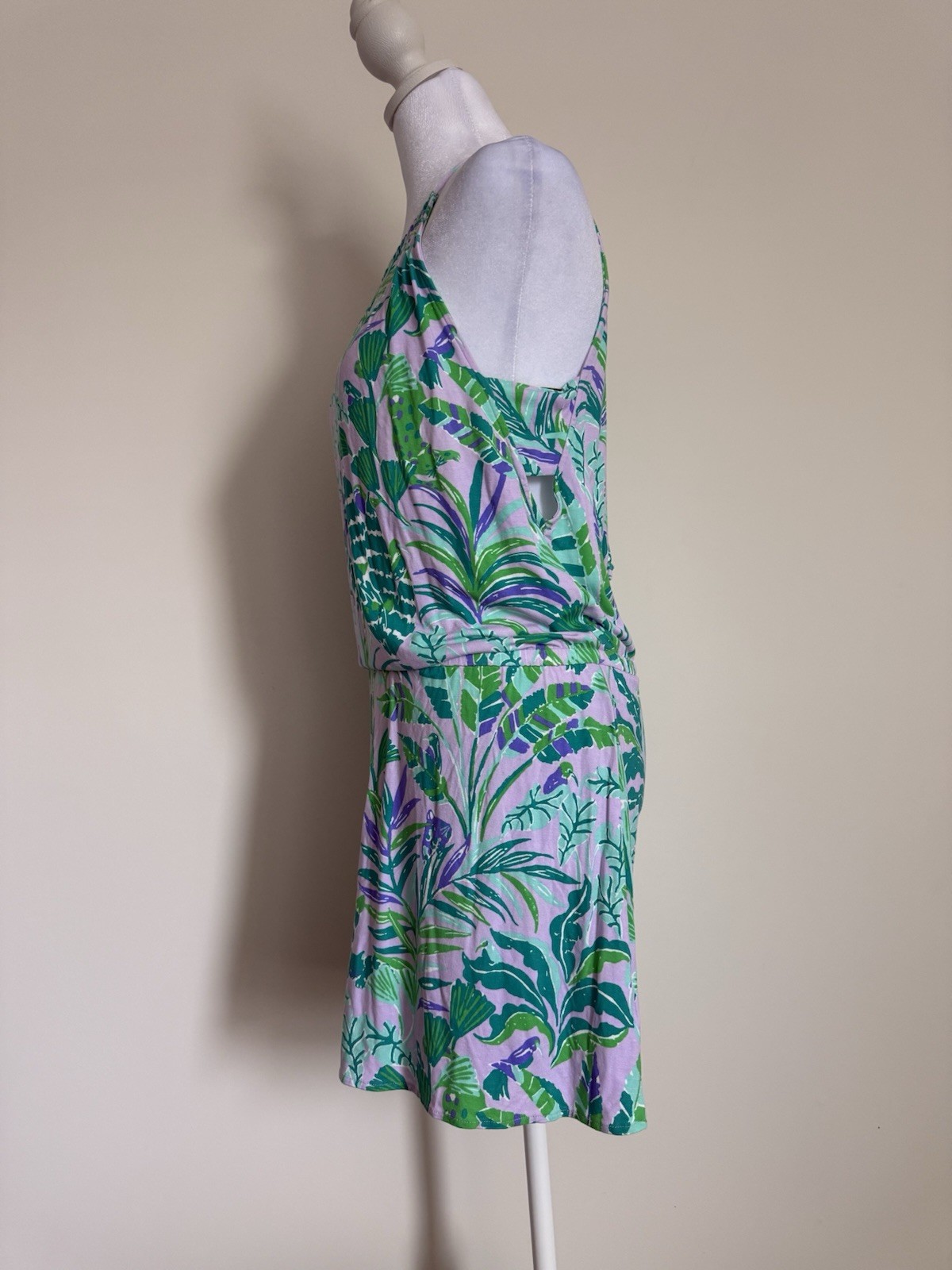Lilly Pulitzer Women’s XS Green Purple White Floral Halter Shift Dress Lined