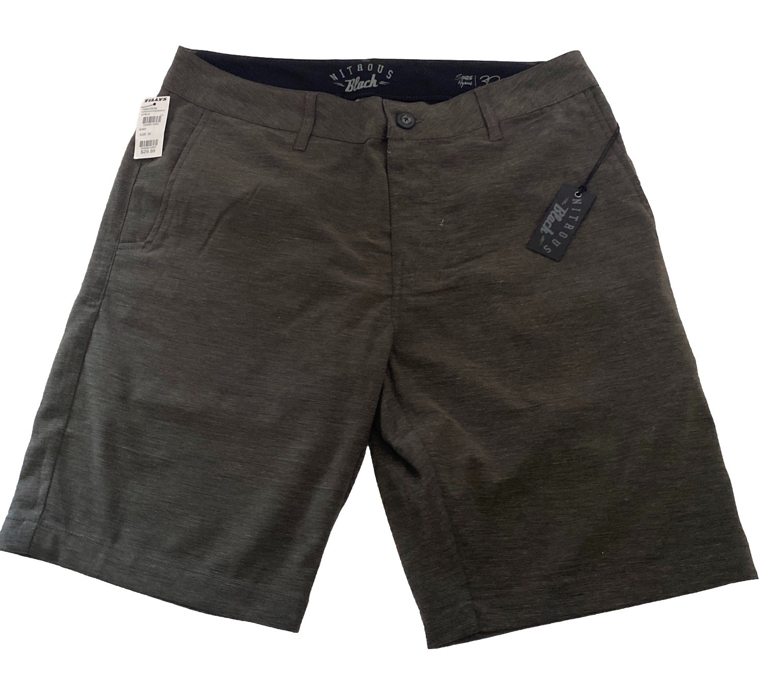 Tilly’s Nitrous Black Stretch Hybrid Shorts Charcoal Heather Grey Men $29.99