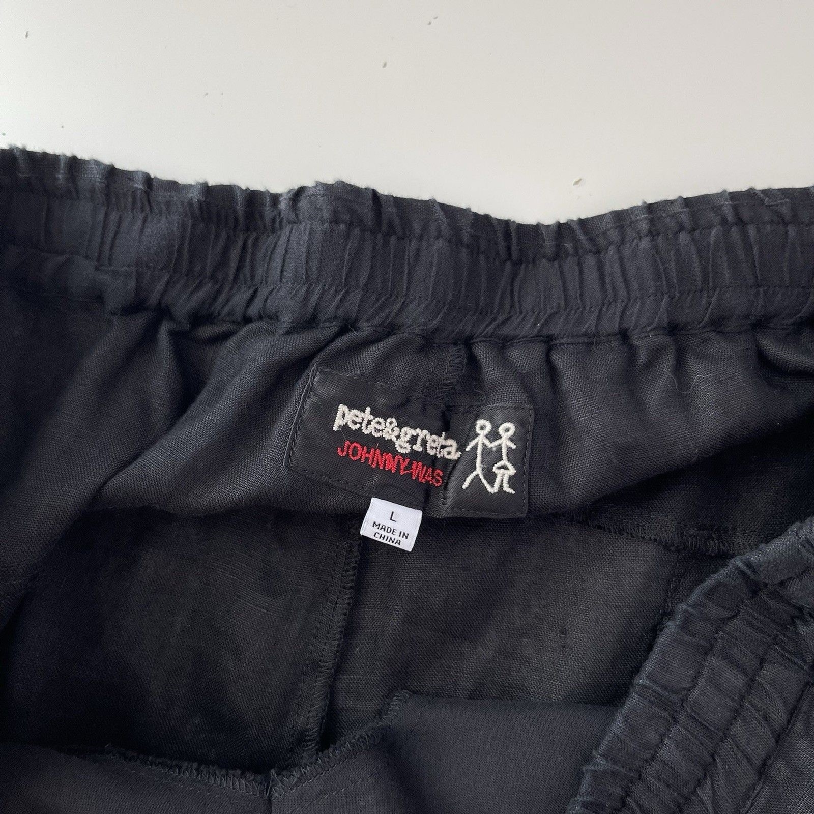 Johnny Was Pete & Greta Pants Large Black Linen Tapered Minimalist Lagenlook
