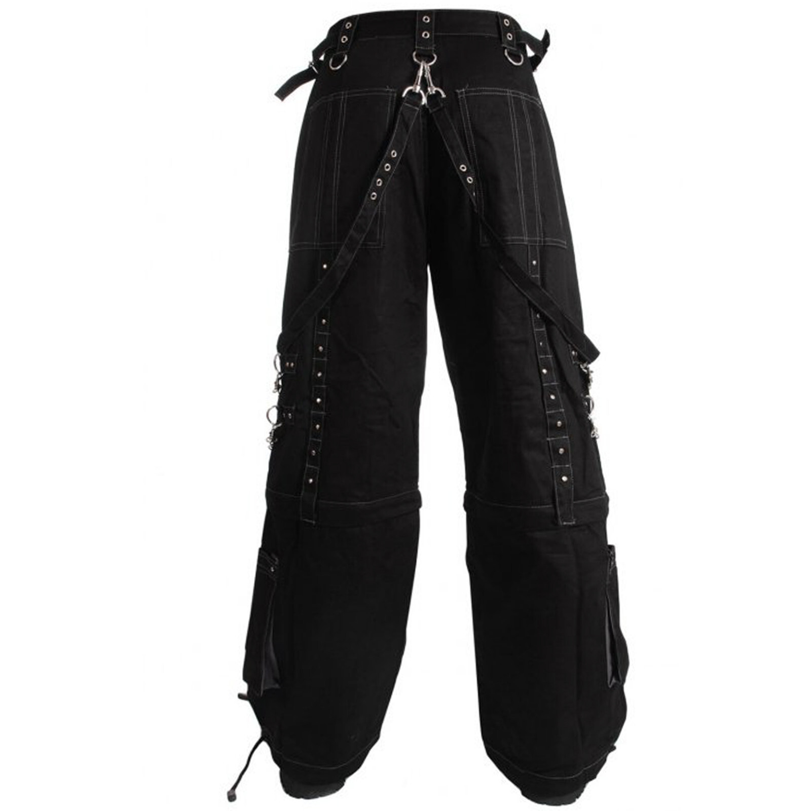 Men Gothic Black Cargo Trouser EMO Style Chains Baggy Trouser Plus Bermudas 2-1