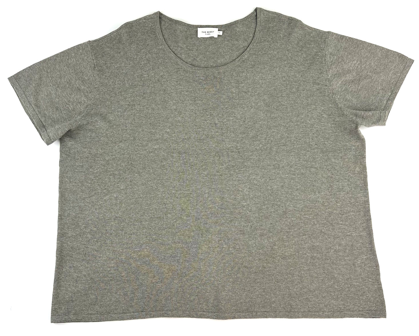 The Reset R Label Everyday Knit Tee Womens Boxy XL Beige SS Linen Blend