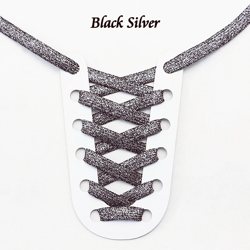 1 Pair Glitter Colorful Flat Shoelaces 1CM Width Durable Laces for Athletic Runn