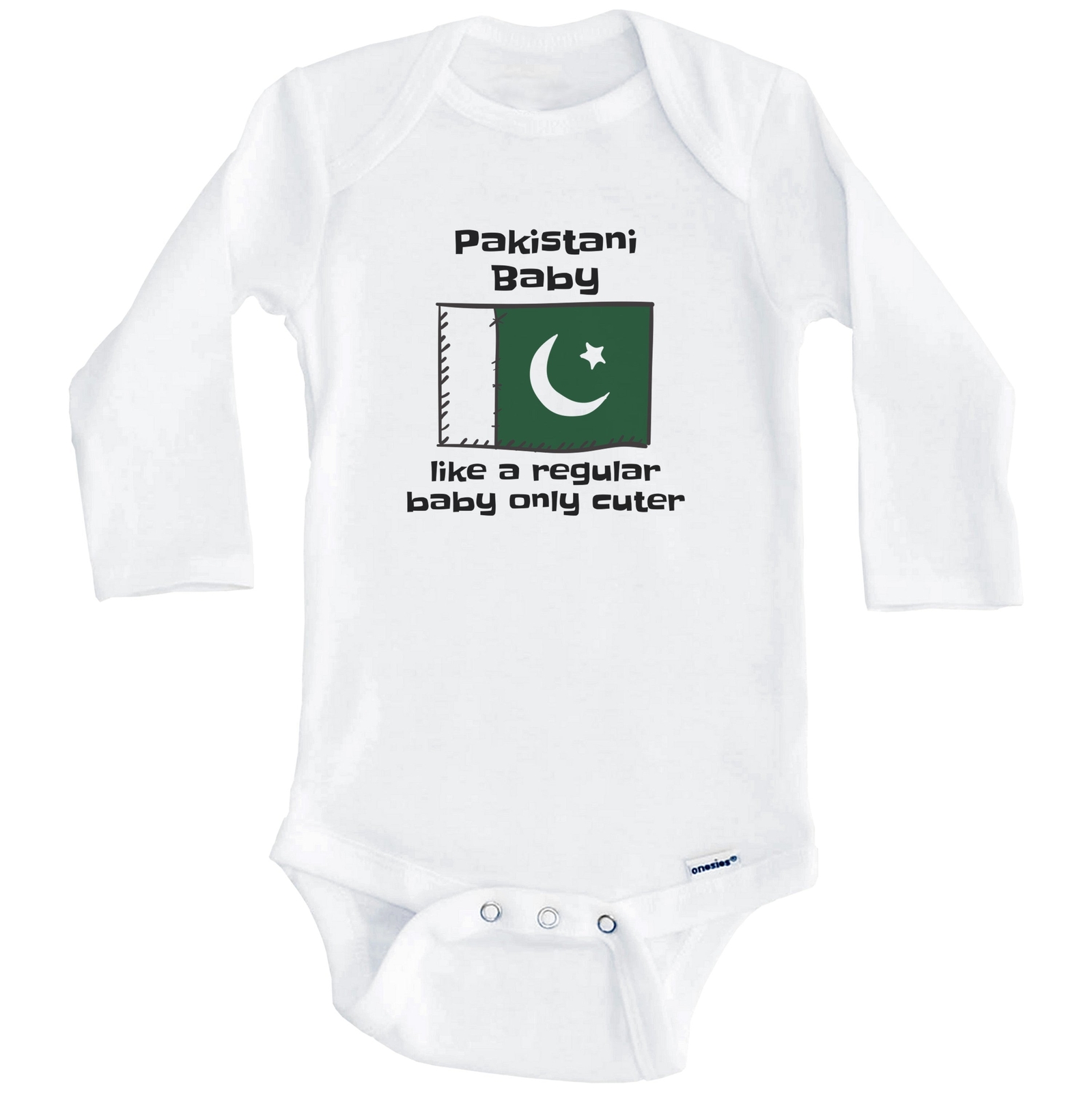 Pakistani Baby Only Cuter Funny Pakistan Flag Baby Bodysuit (Long Sleeve)