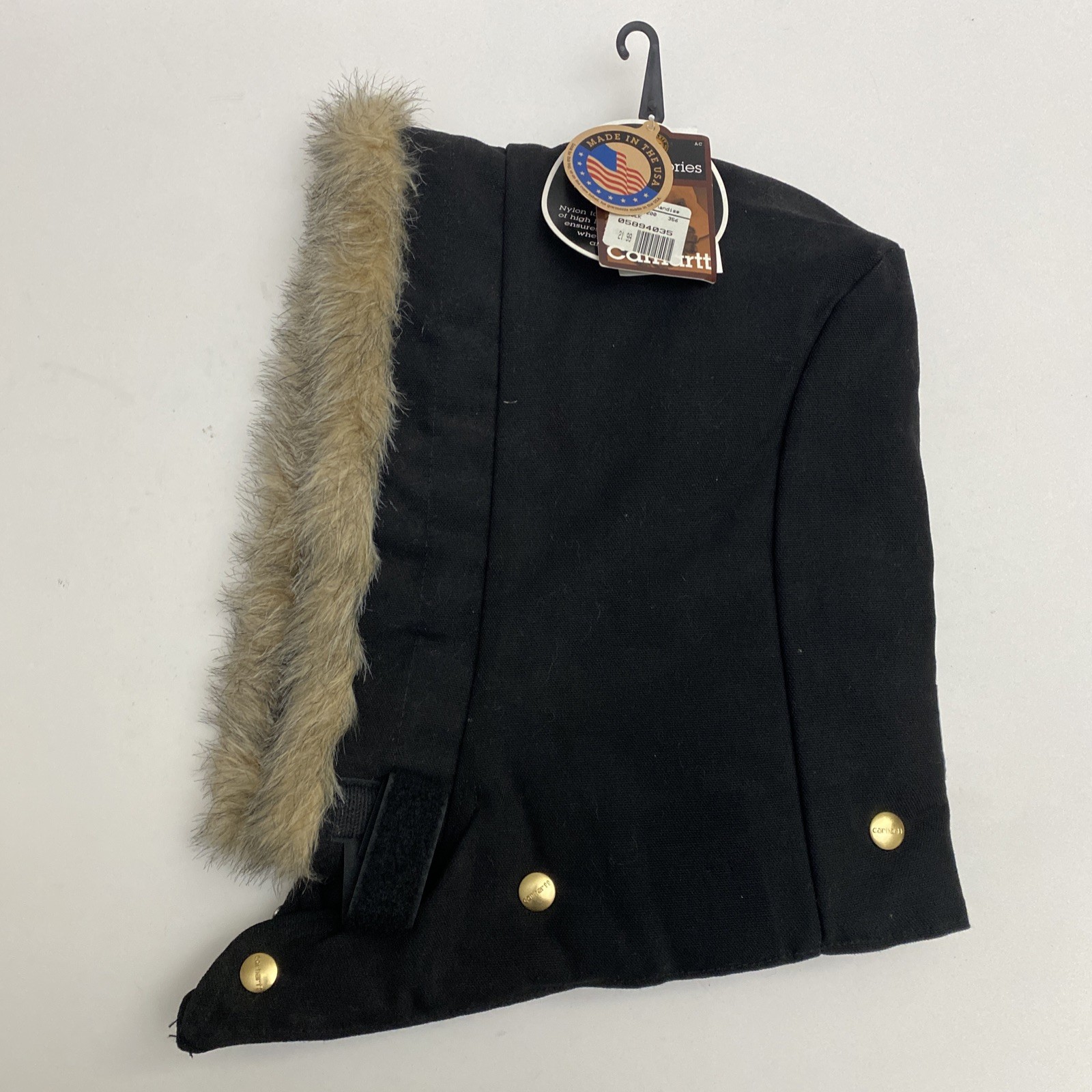 NEW Carhartt Hood Mens A01 BLK Black Arctic Quilt Lined Fur Snap On USA NWT