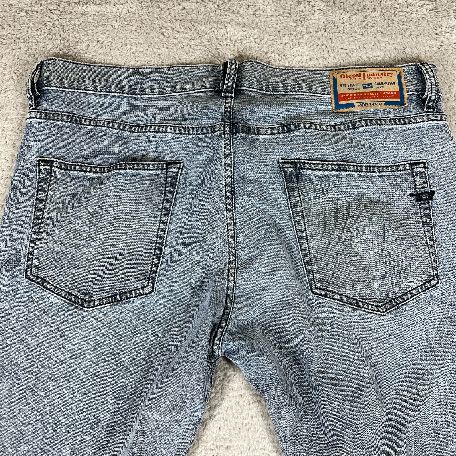 Diesel D-Strukt Slim Stretch Jeans Grey Wash W36 L32 Men’s Designer Denim