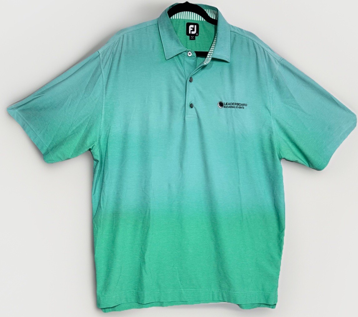 FootJoy Polo Shirt Mens XL Aqua Ombré Performance Stretch Golf Short Sleeve