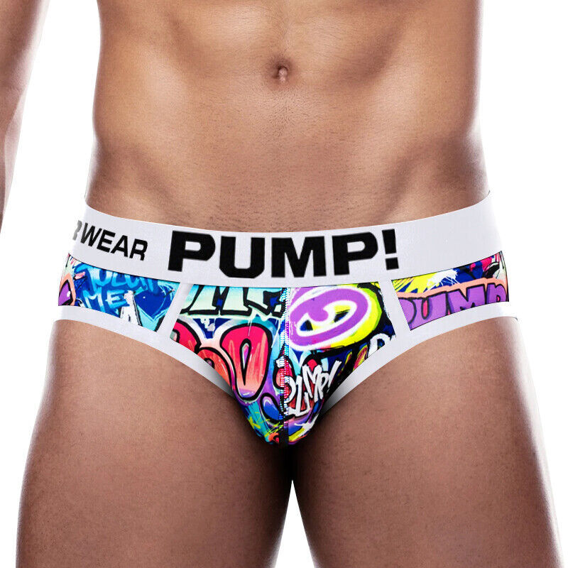 PUMP Men Sexy Printing Low Waist Briefs Bikini Underwear Underpants Jockstrap