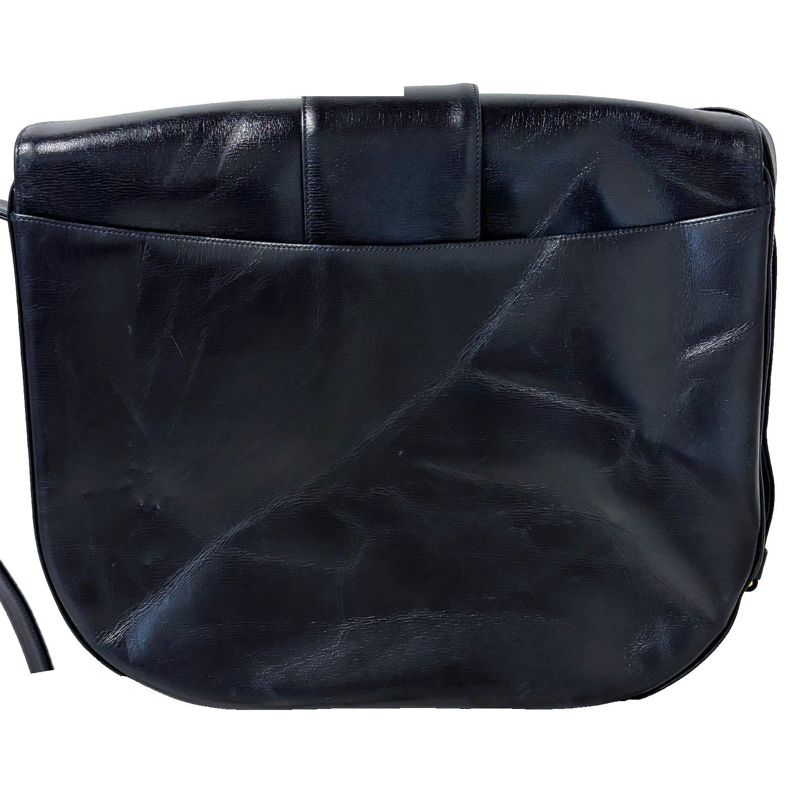 Cartier Sapphire Shoulder Bag Leather Black Gold Authentic