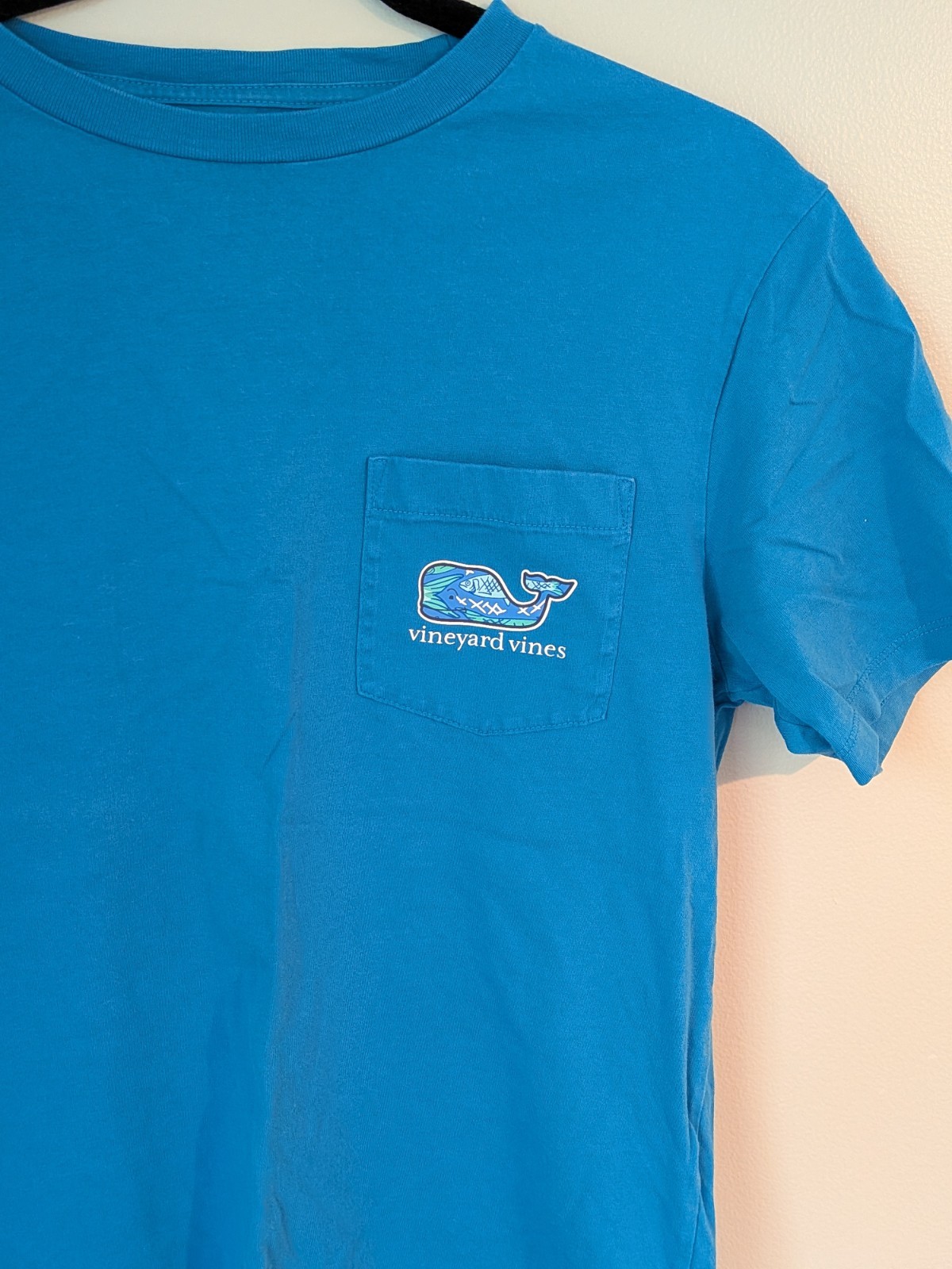 Vineyard Vines Lt. Blue Whale/Sardines Print 100% Cotton Crew T-Shirt Sz XS EUC