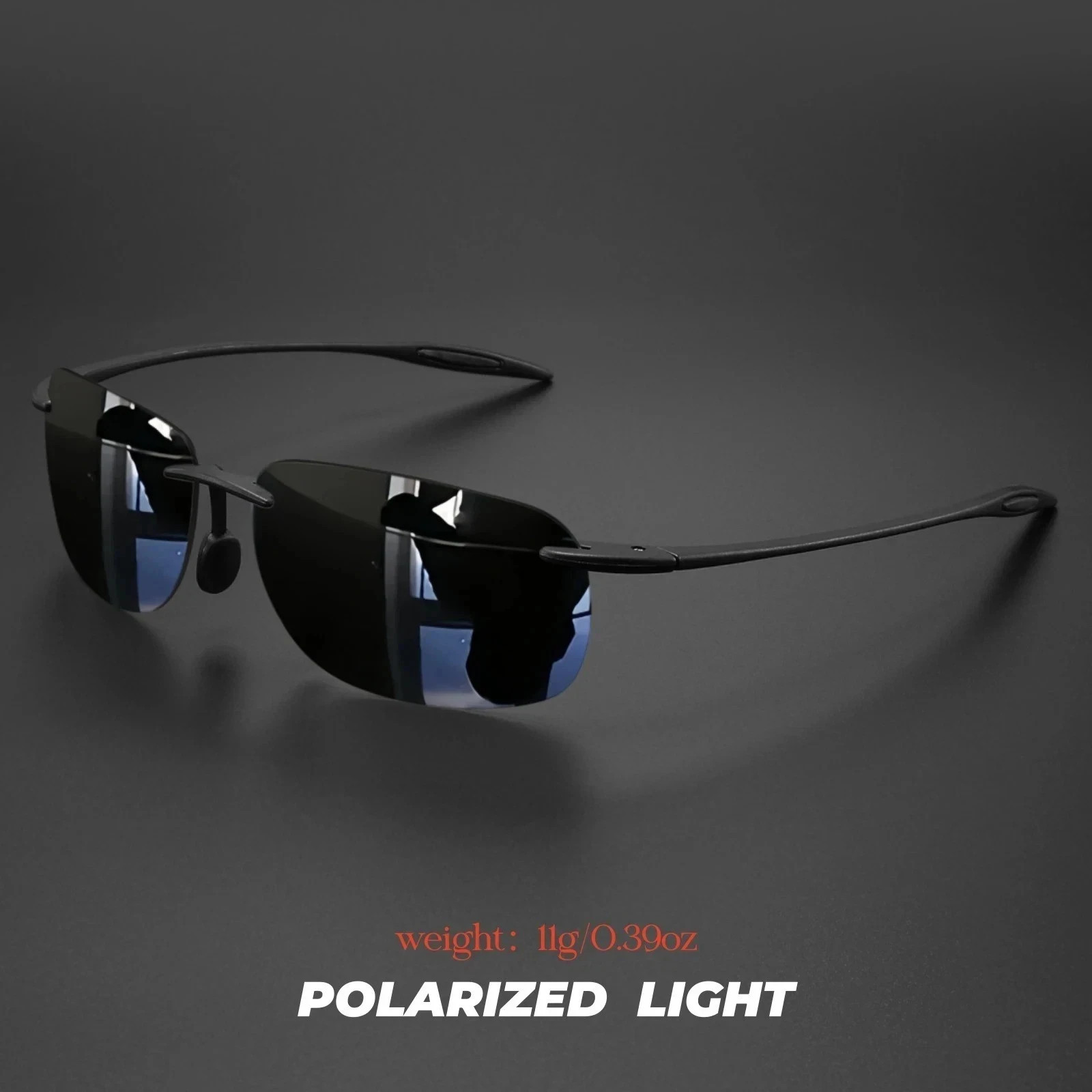 Rimless TR90 Sunglasses Polarized UV400 Lenses Lightweight Outdoor Men Glasses