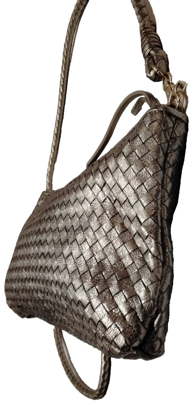 ELLIOT LUCCA Gold Metallic Woven Leather Crossbody Bag