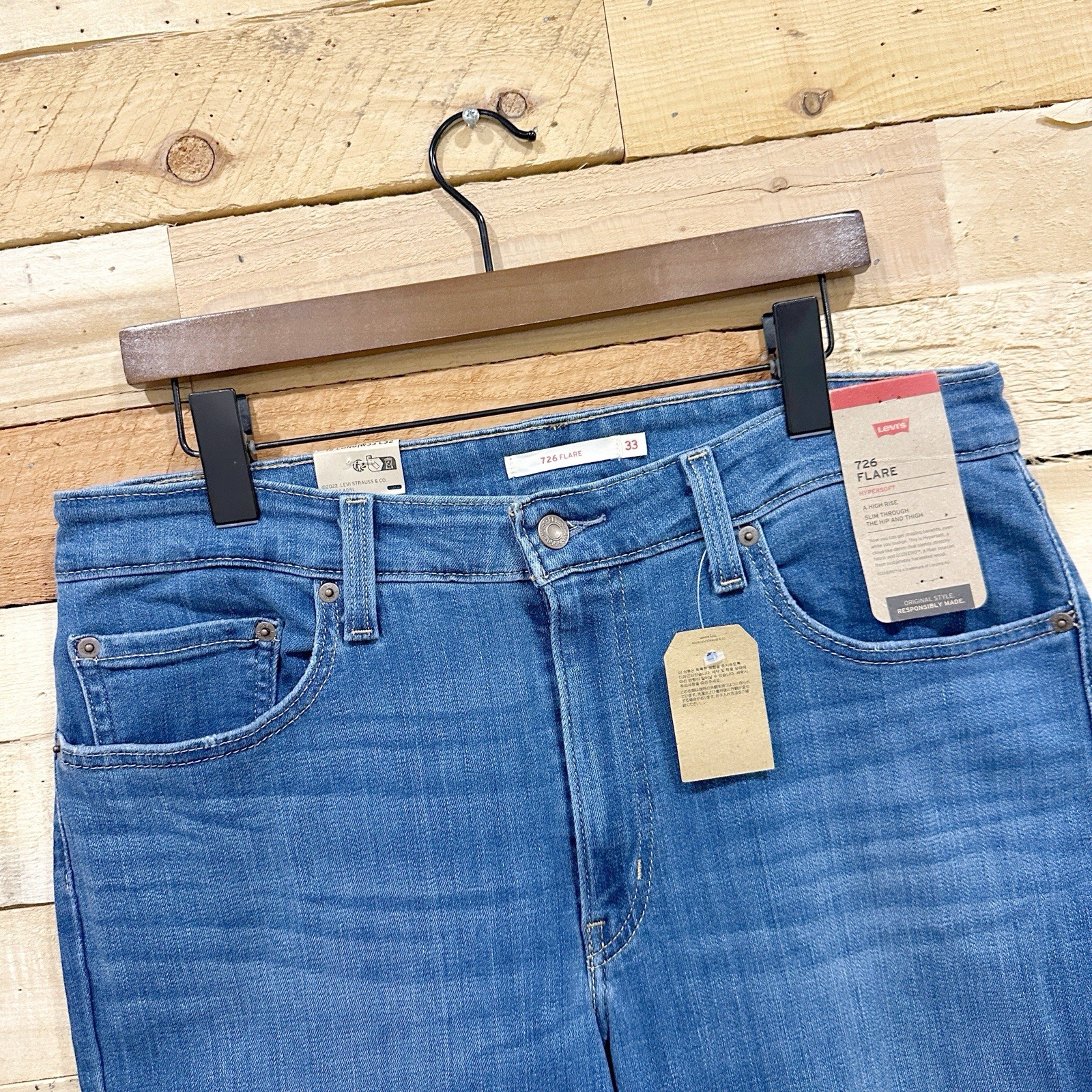 NWT Levi’s 726 Flare Jeans Women’s 33×32 Denim Bell Bottom High Rise Retro