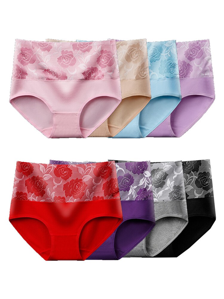 3 Pack Ladies Cotton Tummy Control Panties Leak Proof Underwear Women High Waist