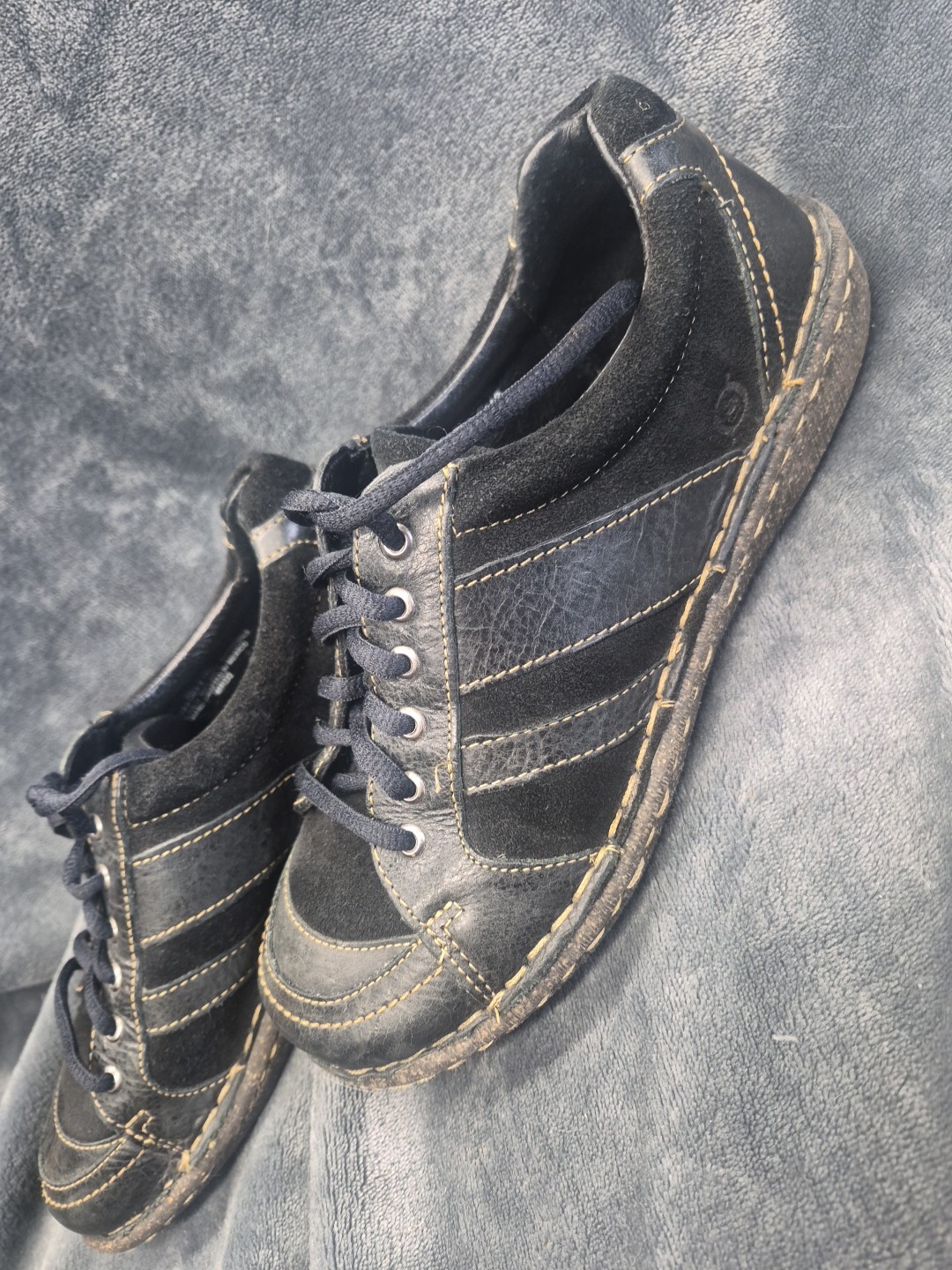 Børn Sneakers Womens 8/39M Black Leather Suede Nyle Casual Lace Up Shoes