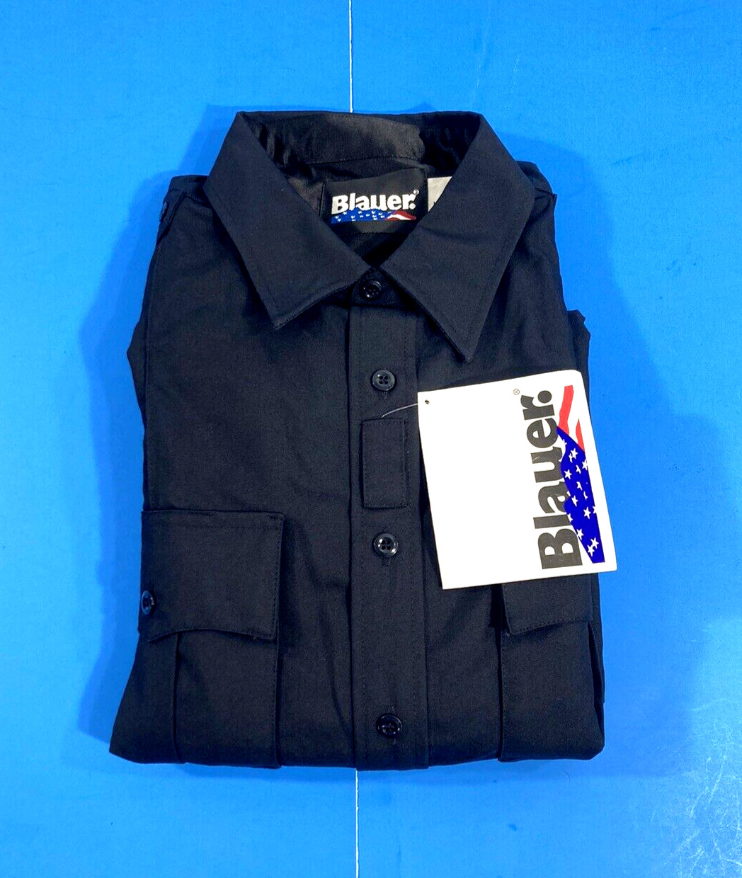 NWT BLAUER MENS L/S RAYON BLEND SUPERSHIRT ZIP SHIRT 8906 DARK NAVY L 16.5 X 37