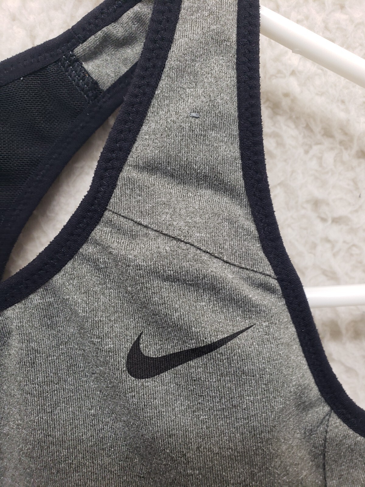 Nike Dri Fit Women Bra Small Gray Black Poly Blend Racerback Active Sport Bra