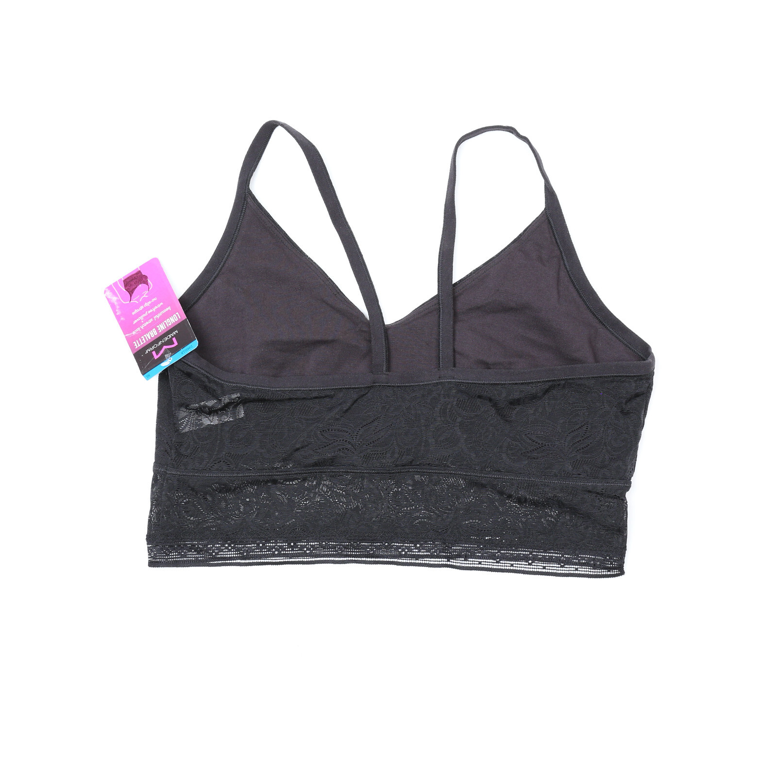 Maidenform All-Over Lace Longline Bralette Black XL 1846