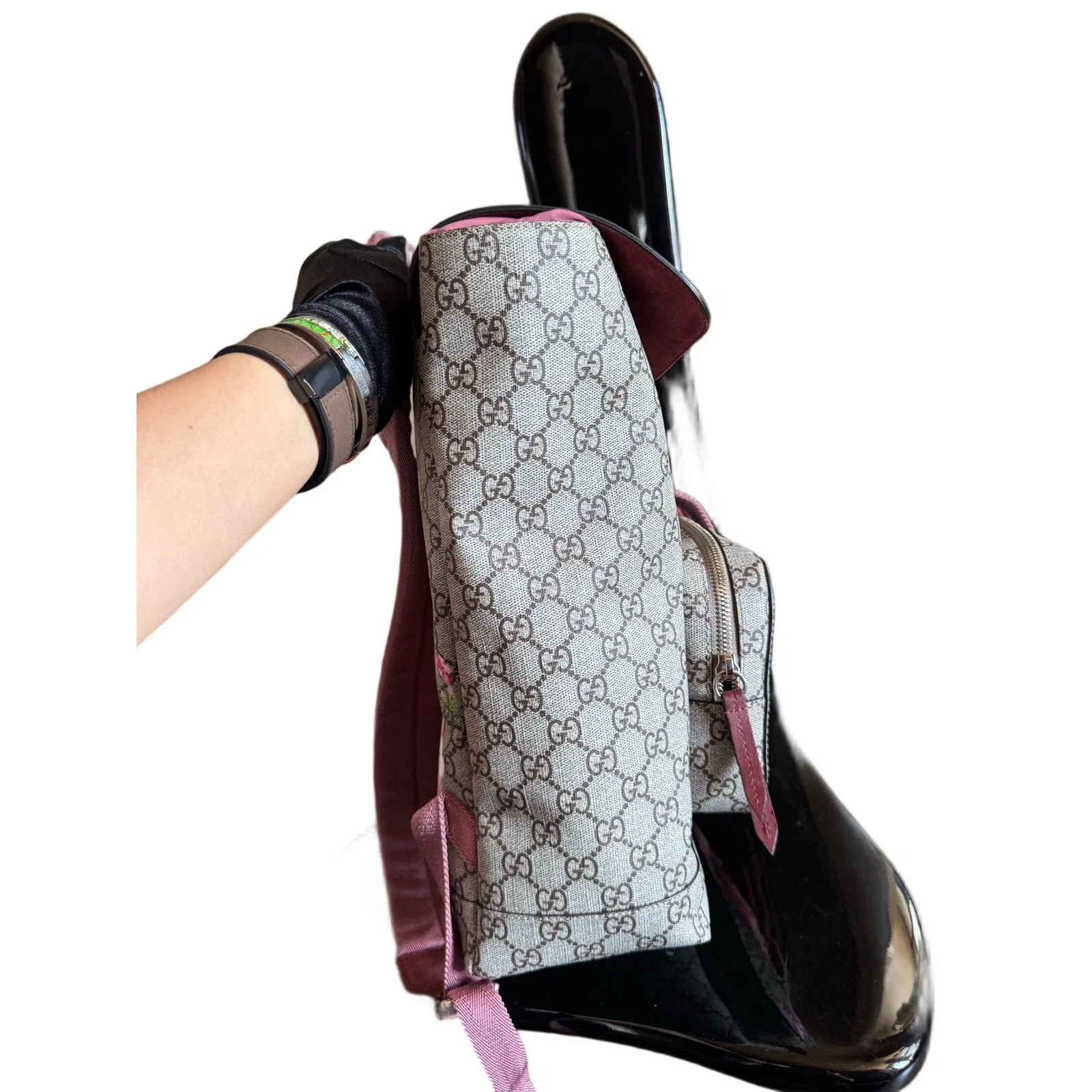 Gucci Flora Flap Backpack Beige Pink Green Red Gg Supreme Monogram (aa072426f5r)
