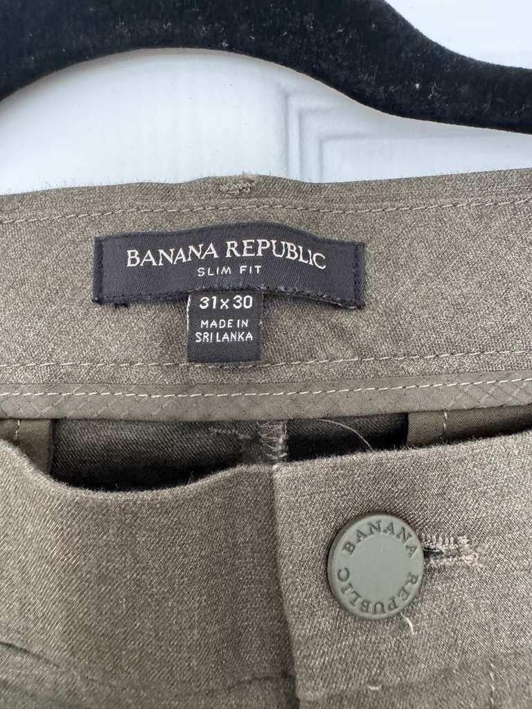 Banana Republic Pants Men’s 31×30 Olive Green SlimFit Core Temp Chino Flat Front