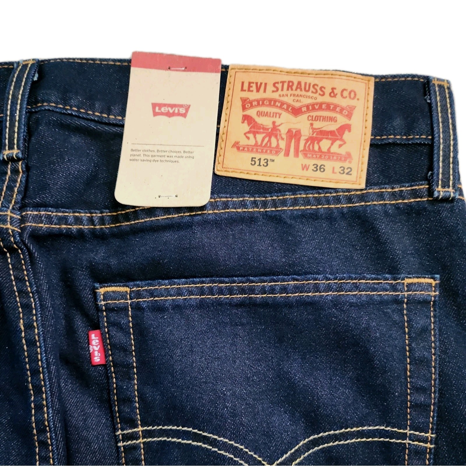 Levi’s 513 Men’s Slim Straight Fit 36×32 Dark Blue 085133175 NWT MSRP $69.50