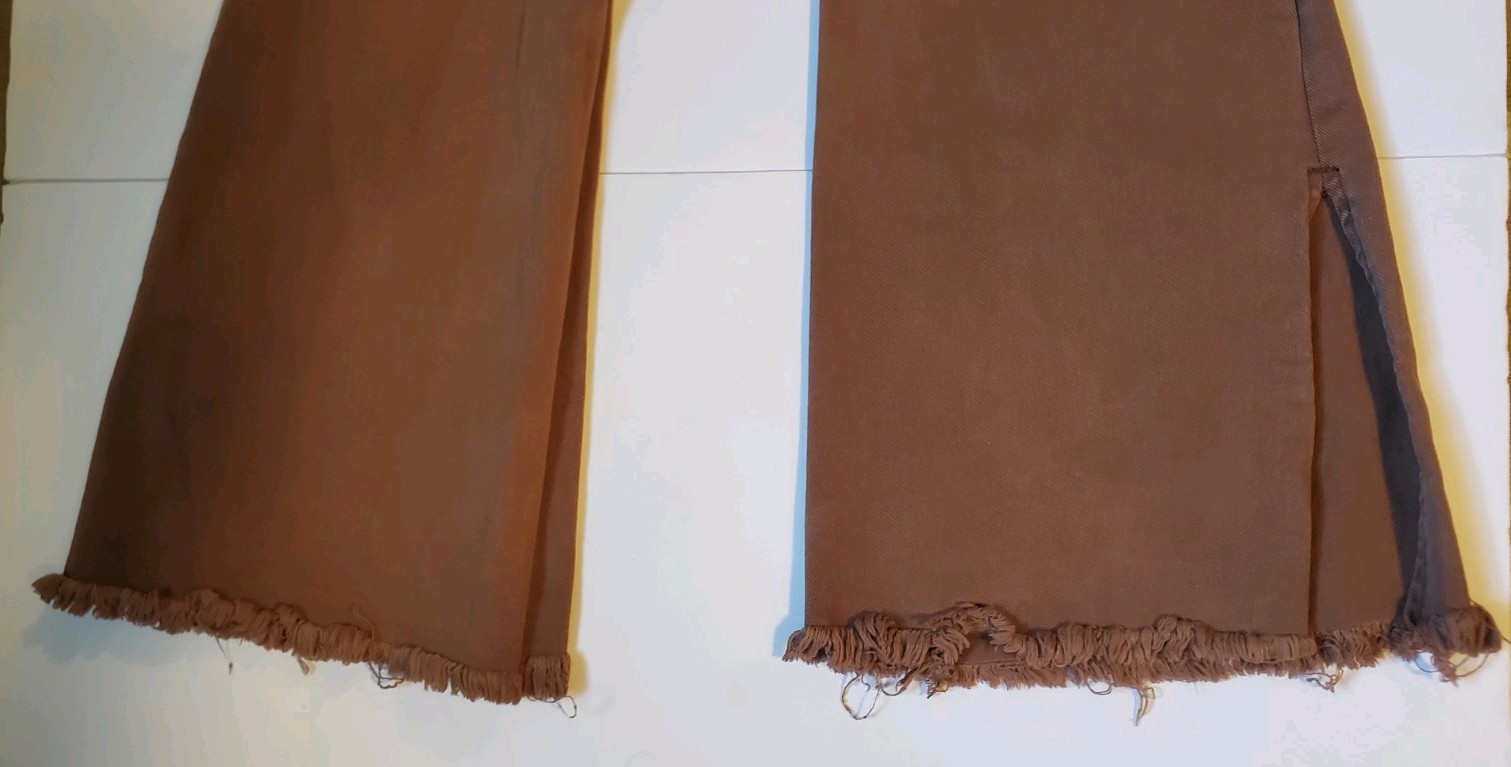 Womens Risen High Rise Wide Leg Jeans Expresso, Brown, Fringe, Slit Size 9/29