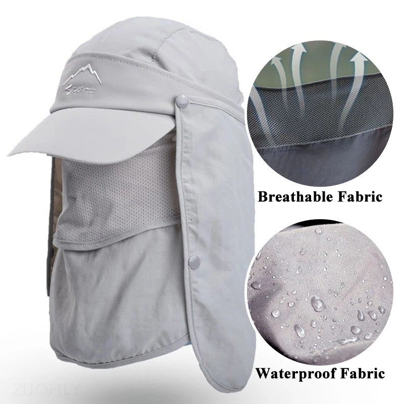 Summer UV Protection Sun Hat Baseball Cap With Neck Face Flap For Fishing Hiking