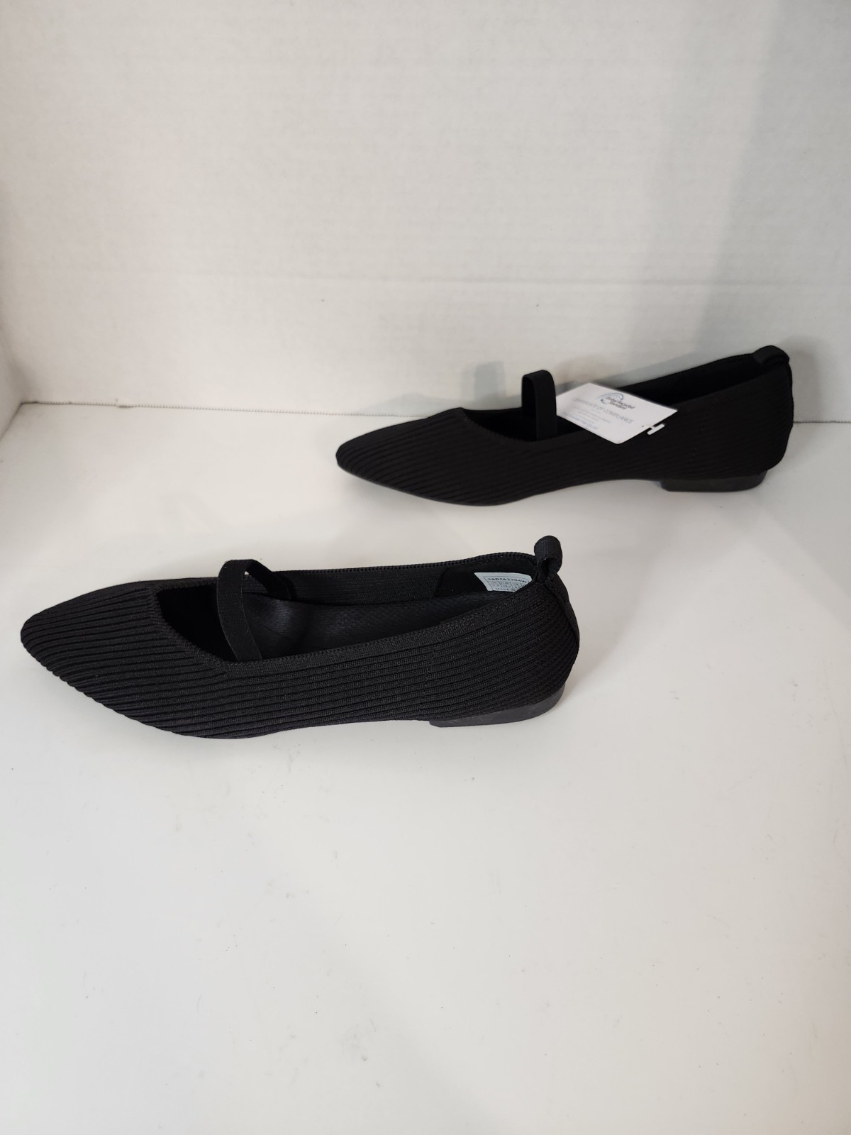 Burudani Black Knit Flats Women’s Size 7.5 Comfort Slip-On Shoes