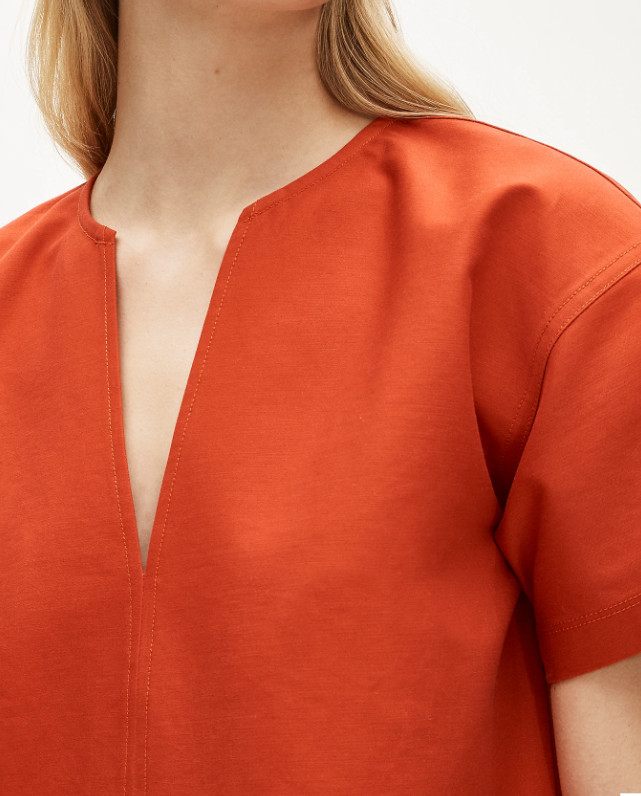 J Crew Patch-pocket pullover dress structured cotton poplin NWT M Medium Orange