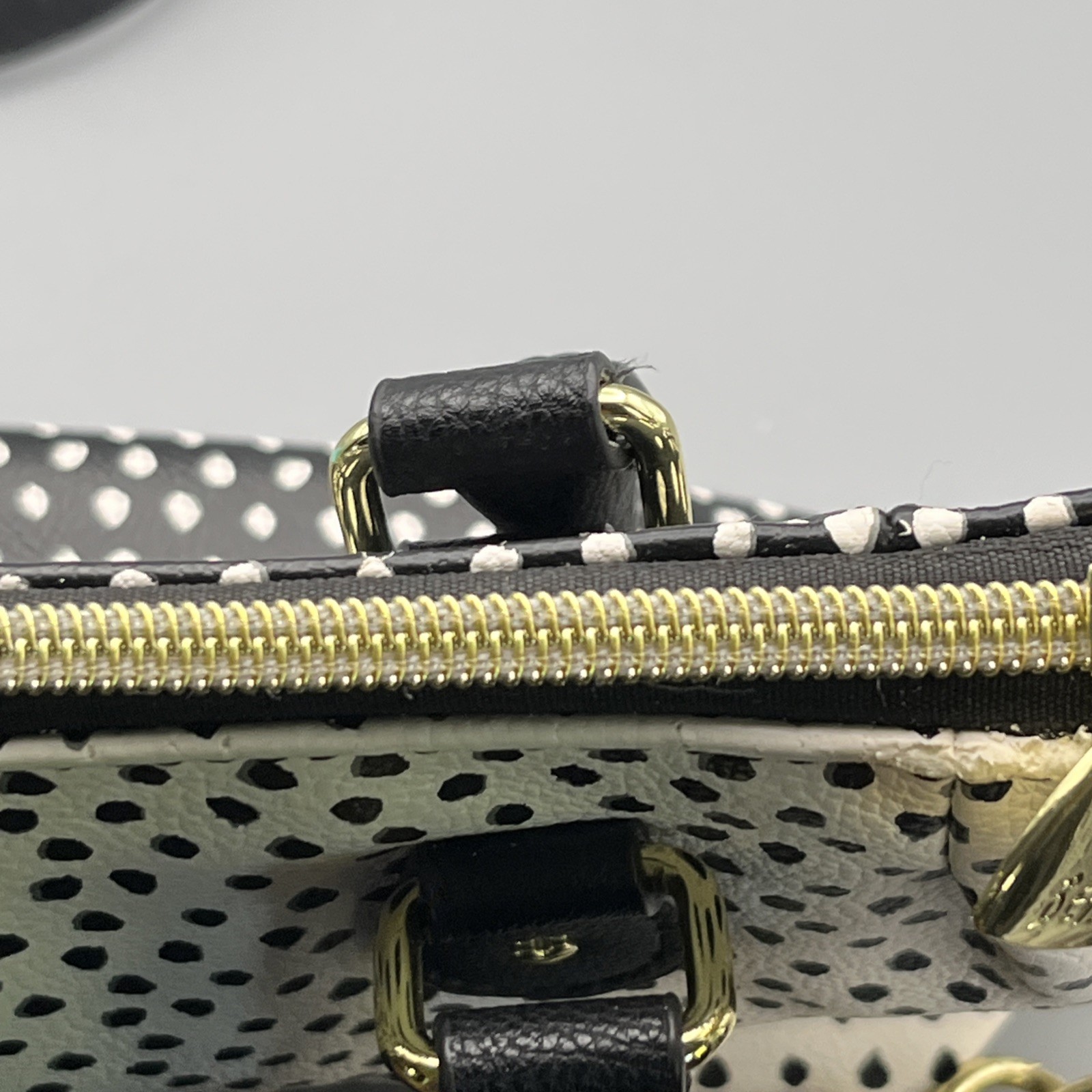 Betsey Johnson Polka Dot Shoulder Bag Purse Black & White Turquoise Bow Charm