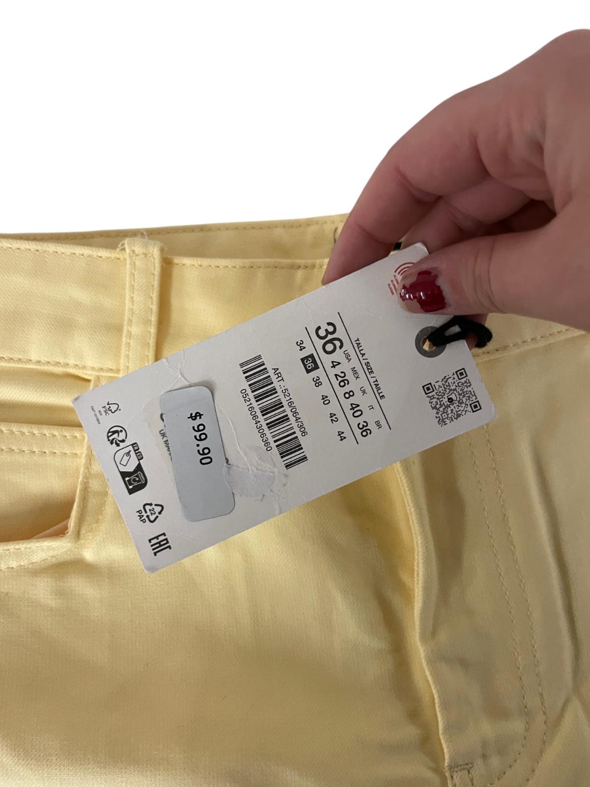 Zara Womens Wide Leg Pants trousers Hi Rise EU 36 US 4 Yellow 5216/064 NWT