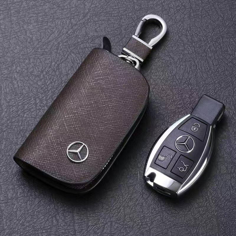 Car Key Bag Genuine Leather Mercedes-Benz Key Pouch Premium Leather Key Holder