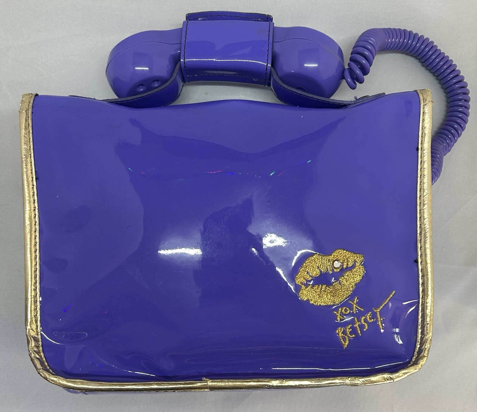 Betsey Johnson Purse Call Me Telephone Bag Handbag Purple / Periwinkle