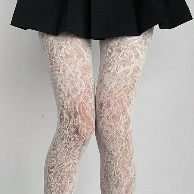 Women Sexy Flower Embroidery Mesh Hollow Out Stockings Fish Net Tights Pantyhose