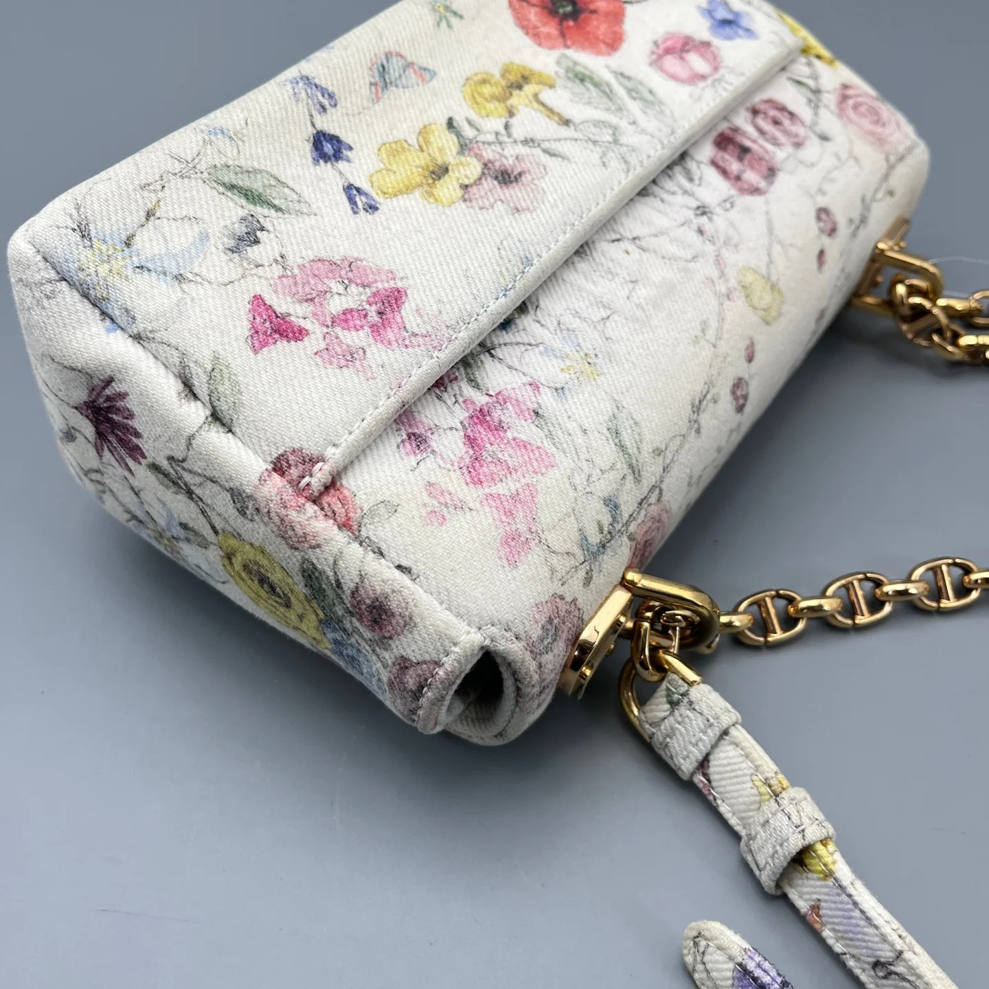 Dior Print Small Caro Bag White Yellow Red Blue Green Canvas (ym051726b6r)