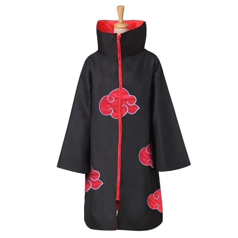 Naruto Cosplay Costume: High-Collar Akatsuki Cloak & Headband