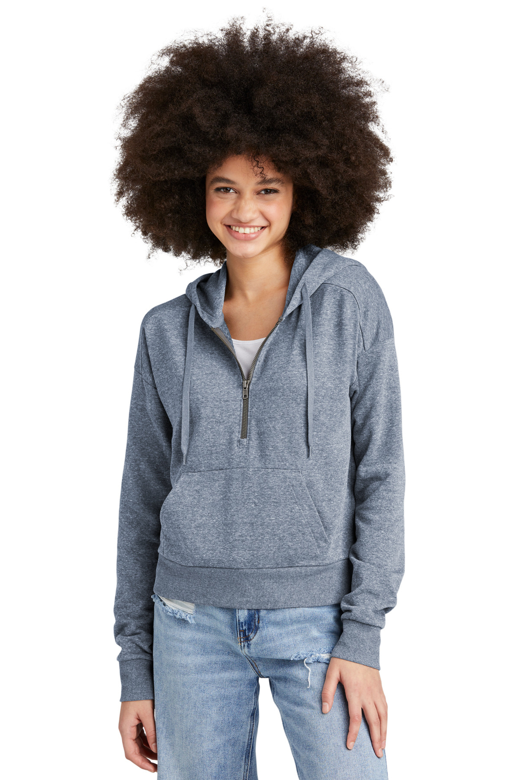 District DT1311 Womens Long Sleeve Perfect Tri Fleece 1/2-Zip Pullover