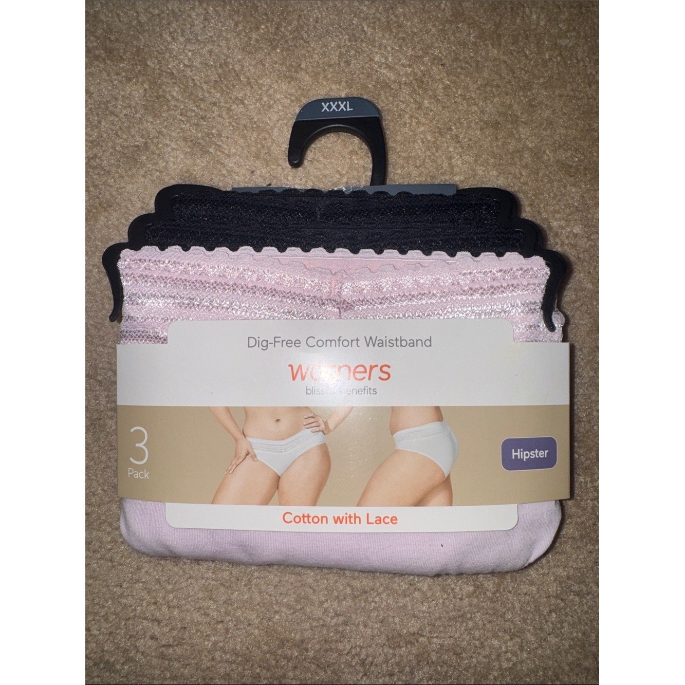 Warner’s Women’s Panties 3-Pack – Black, Grey and Light Pink